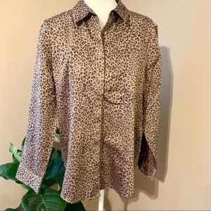 Chico’s size 2 (large, 12) leopard print button front top